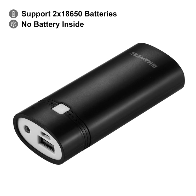 HAWEEL DIY 2x 18650 Batteria (non inclusa) 5600mAh Power Bank Shell Box con uscita USB e indicatore, DIY 2 Batteries(Black), DIY 2 Batteries(White) HAWEEL DIY 2x 18650 Batteria (non inclusa) 5600mAh Power Bank Shell Box con uscita USB e indicatore, DIY 2 Batteries(Black), DIY 2 Batteries(White)